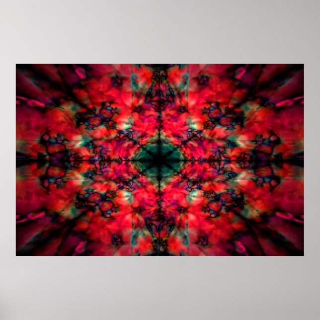Mörk red kaleidoscope mönster poster (Framsidan)