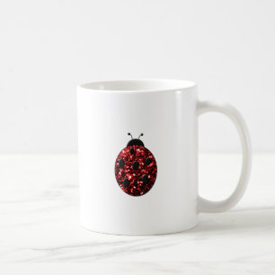 Mörk red ladybug faux glitter sparkles kaffemugg