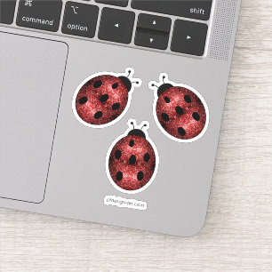 Mörk red ladybug faux glitter sparkles klistermärken