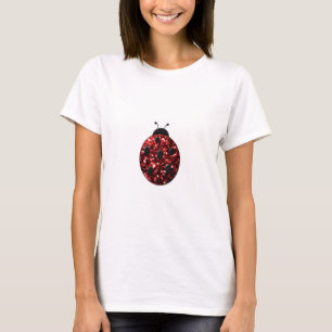 Mörk red ladybug faux glitter sparkles tee shirt