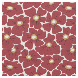 Mörk Red Large Blommönster Tyg