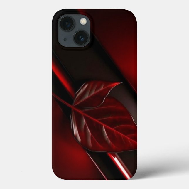 Mörk Red Löv Struktur iPhone 13 ryggskydd (Baksida)