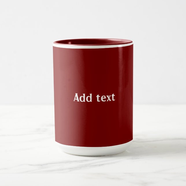 Mörk Red, Maron solid färg, vit text, Mugg (Center)