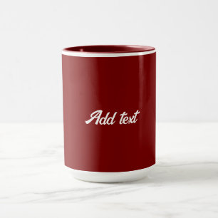 Mörk Red, Maron solid färg, vit text, Mugg