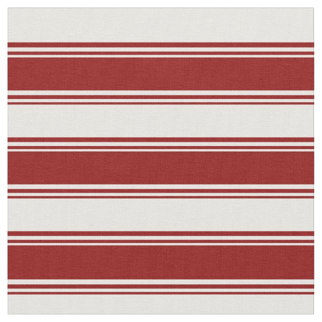 Mörk Red & Mint Cream Färgad Linjer Tyg (Närbild)