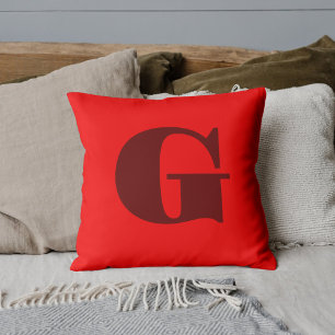 Mörk Red Modern Brev Monogram Röd Kudde