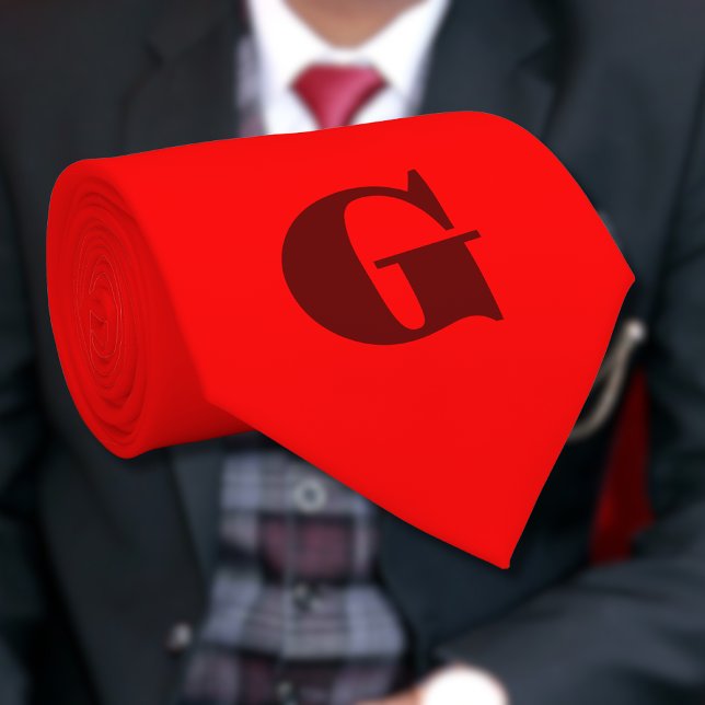 Mörk Red Modern Brev Monogram | Röd Slips (Skapare uppladdad)