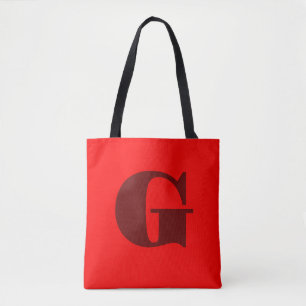 Mörk Red Modern Brev Monogram Röd Tygkasse