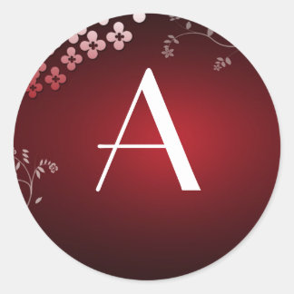 Mörk Red Monogram Runt Klistermärke