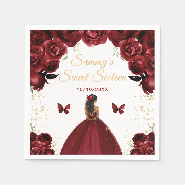 Mörk Red Mörk Skin Princess Sweet sixteen Pappersservett (Framsidan)