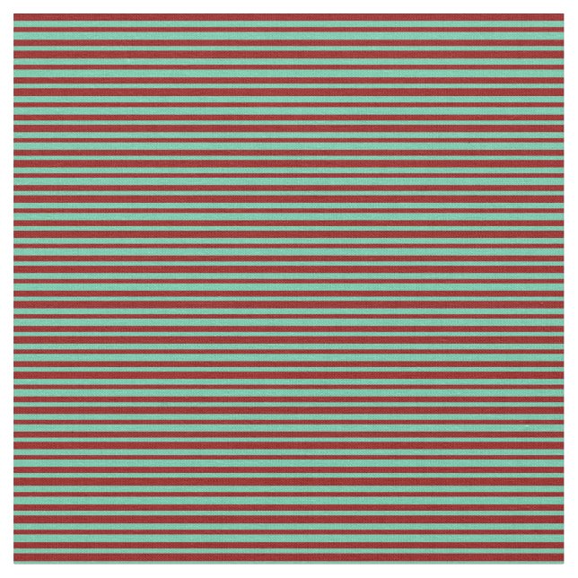 Mörk Red och Aquamarine Rand Mönster Tyg (Närbild)