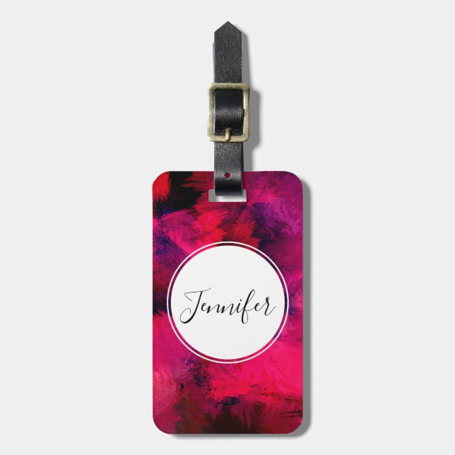 Mörk Red och Lila Bold & Modern Abstrakt Bagagebricka (Vertikal Framsida)