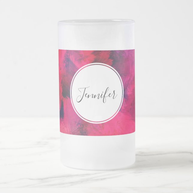 Mörk Red och Lila Bold & Modern Abstrakt Frostat Ölglas (Center)