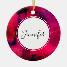 Mörk Red och Lila Bold & Modern Abstrakt Julgransprydnad Keramik