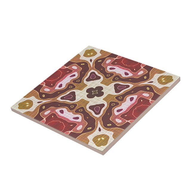 Mörk Red Ochre Gult Brown Ethnic Tribe Art Kakelplatta (Sidan)