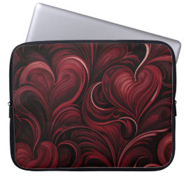 MÖRK RED ORNATE VALENTINE HEARTS LAPTOP FODRAL