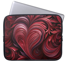 MÖRK RED ORNATE VALENTINE HEARTS LAPTOP FODRAL