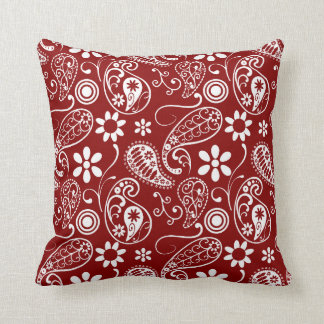 Mörk Red Paisley; Blommigt Kudde