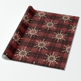 MÖRK RED PLAID MÖNSTER MED GULD ORNADER PRESENTPAPPER