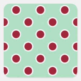 Mörk Red Polka dots på Blekens Grönt Fyrkantigt Klistermärke