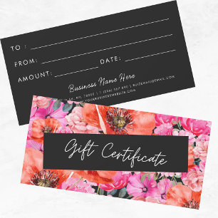 Mörk Red Poppy Blommigt Business Gift-certifikat
