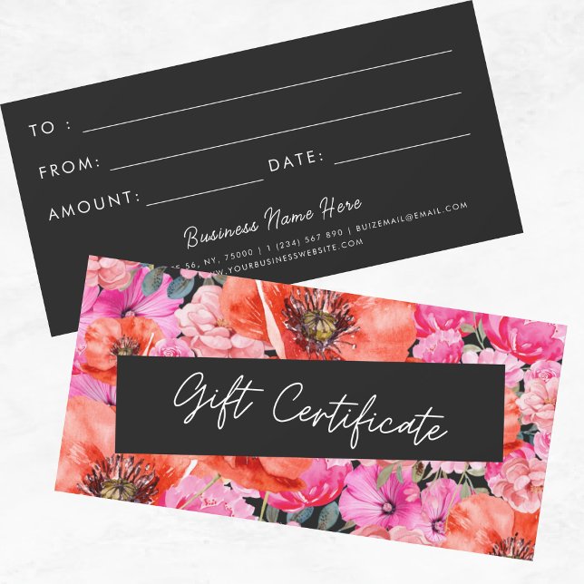 Mörk Red Poppy Blommigt Business Gift-certifikat (Skapare uppladdad)