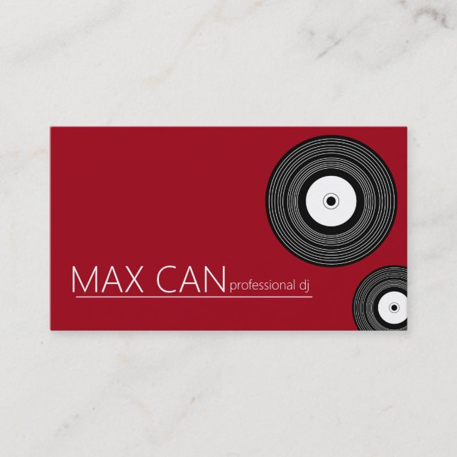 Mörk Red Professionell Dj, musiker Visitkort (Framsida)