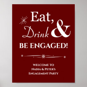 Mörk Red Retro Eat Drink ska vara Förlovning Poster
