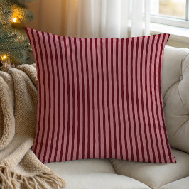 Mörk Red Rosa Rustic Stripe Kudde