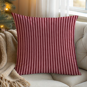 Mörk Red Rosa Rustic Stripe Kudde