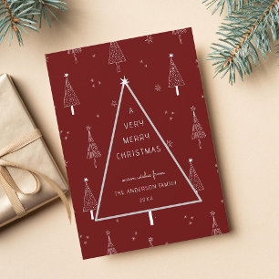 Mörk Red Simple Mycket God jul Träd Flat Julkort
