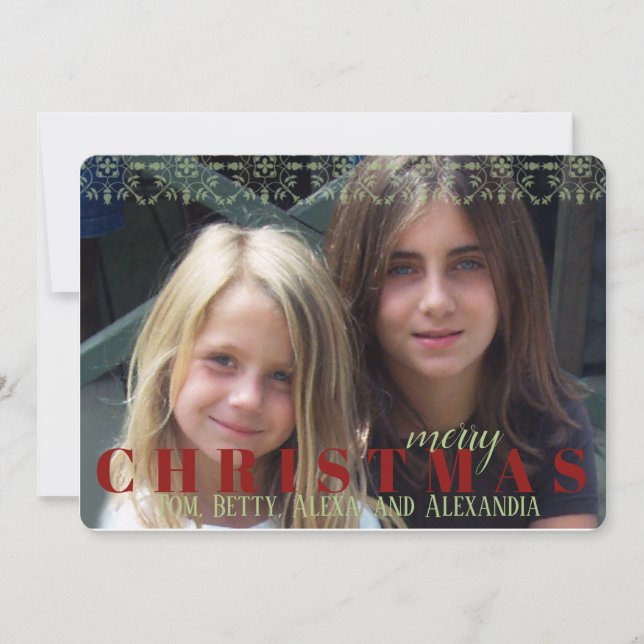 Mörk Red Snowflake Dubbla Sided Photo Card Julkort (Framsida)