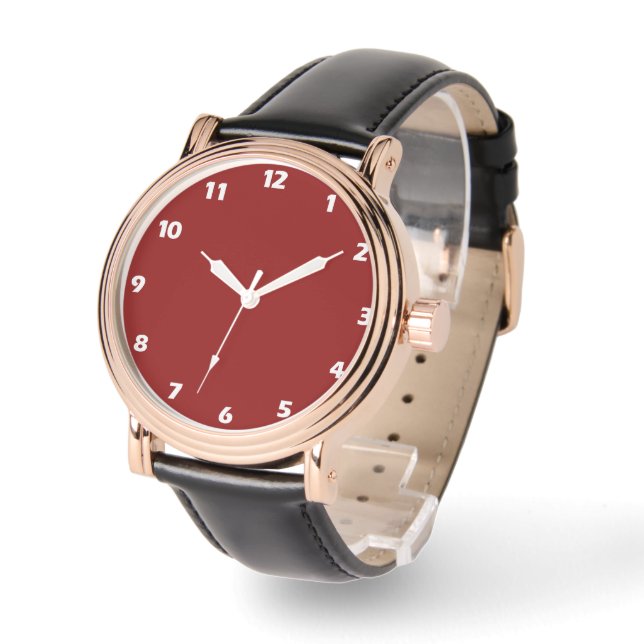 Mörk Red Solid Färg Armbandsur (Vinkel)