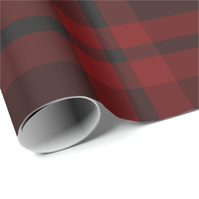 Mörk Red Tartan Play Check Wrapping Papper  Presentpapper (Rullad Hörn)