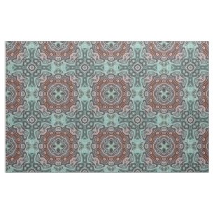 Mörk Red Teal Blue Grönt Bali Batik Mönster Tyg