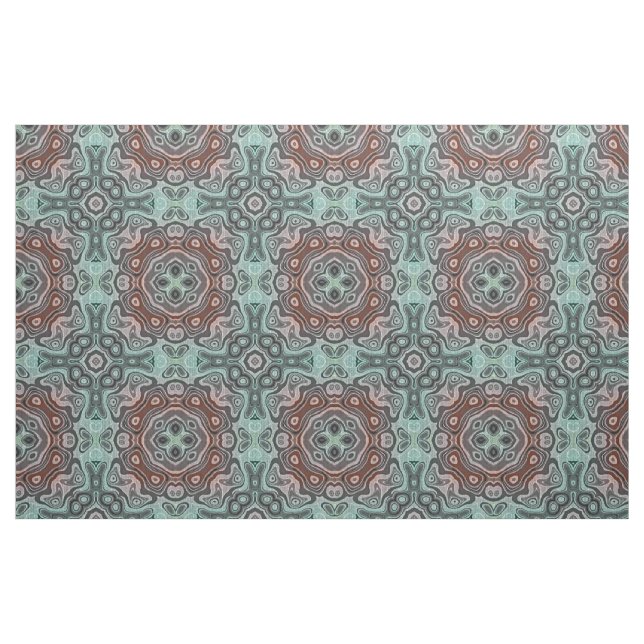 Mörk Red Teal Blue Grönt Bali Batik Mönster Tyg (Fat Quarter)