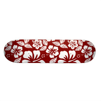 Mörk Red Tropical Hibiscus Old School Skateboard Bräda 18 Cm