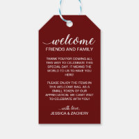 Mörk Red Välkommen till Bröllop Gift Basket-blocke