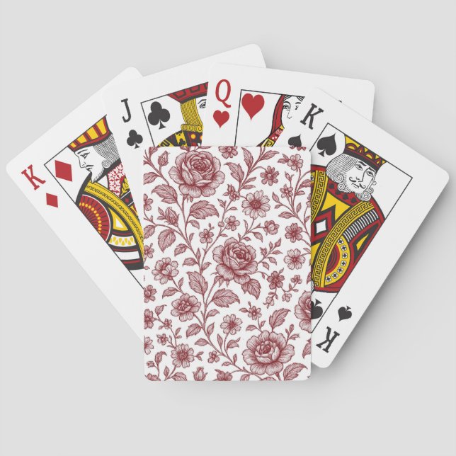 Mörk Red Vintage Ro Mönster Casinokort (Baksidan)
