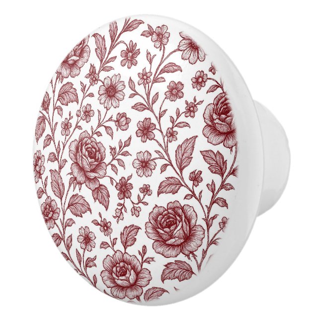 Mörk Red Vintage Ro Mönster Knopp (Höger)