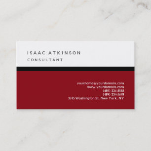 Mörk Red White Classic Elegant Plain Professionell Visitkort
