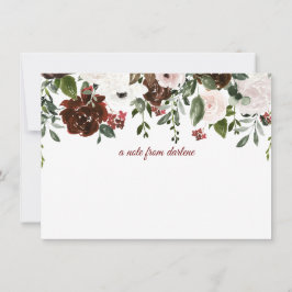 Mörk Red, White, Soft Rosa ros med Greenery Anteckningskort