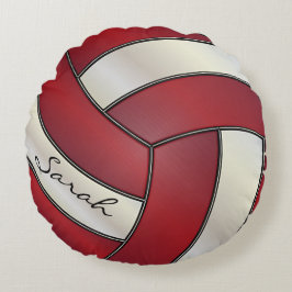 Mörk Red & White Sport Volleyball | DIY NAMN Rund Kudde
