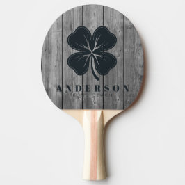 Mörk Ren Grå Trä Fyrklöver med Namn Pingisracket