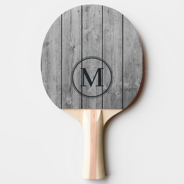 Mörk Ren Grå Trä Monogram Pingisracket (Baksidan)
