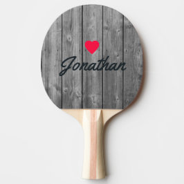 Mörk Ren Grå Trä Vintage Hjärtat Signatur Pingisracket