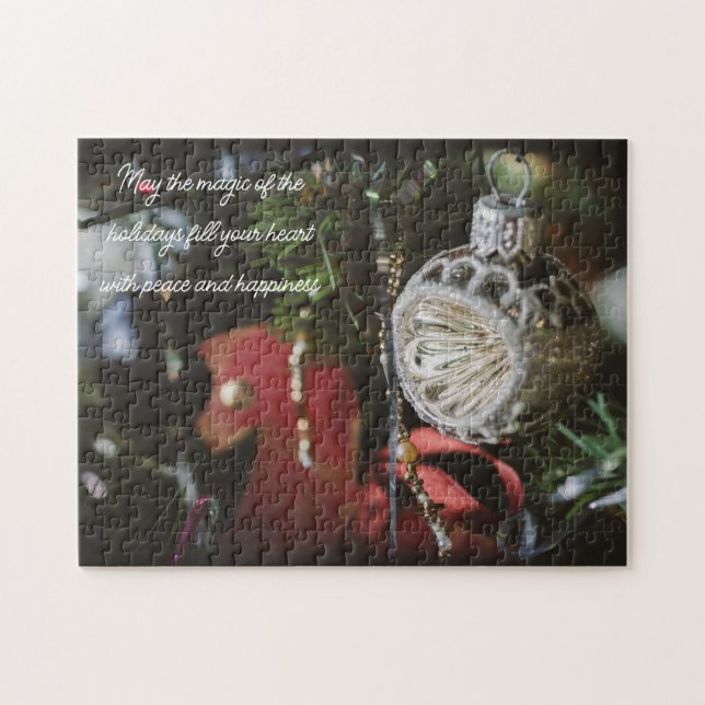 Mörk retro Julgran Pussel (Horisontell)