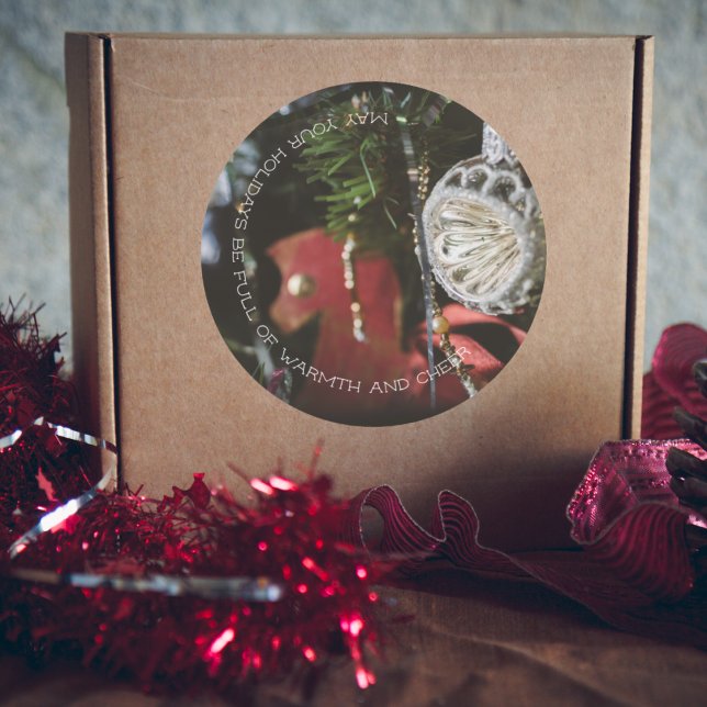 Mörk retro Julgran Runt Klistermärke (Skapare uppladdad)