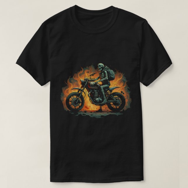 Mörk Rider/skelett Motorcykelförare T Shirt (Design framsida)