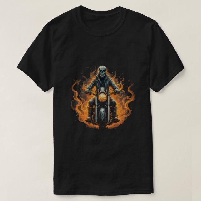 Mörk Rider/skelett Motorcykelförare T Shirt (Design framsida)